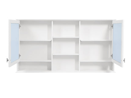Wall Mount Mirror Cabinet With Adjustable Shelves - White