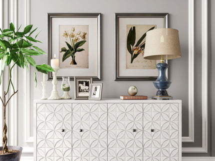 Accent Cabinet 4 Door Wooden Cabinet Sideboard Buffet Server Cabinet Storage Cabinet, For Living Room, Entryway, Hallway, Office, Kitchen And Dining Room - White Wash