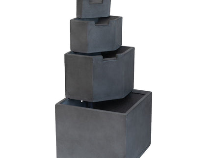 Cement 4 Tier Block Water Fountain Outdoor - Gray