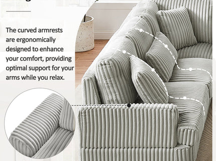 U - Shaped Sectional Sofa With Chaise Lounge, Oversized Living Room Sofa - Gray