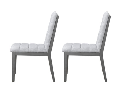 Tufted Upholstery Modern Dining Chairs (Set of 2) Sleek Comfort With Rubber Wood Frame - Gray / Oak