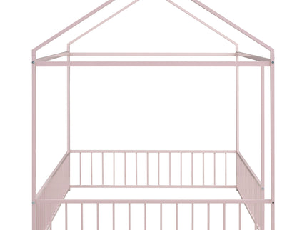 Metal Bed House Bed Frame With Fence