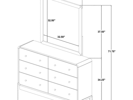 Burton - 6 Drawer Dresser With Mirror - Black