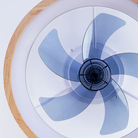 Ceiling Fans With Lights And Remote, 3000 - 6500K Dimmable Flush Mount LED Fan Light, 6 Speeds, Quiet DC Motor For Living Room - Matte White / Natural Wood