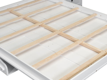 French Style Murphy Platform Bed With Shelf, Side Cabinets, Drawers And LED