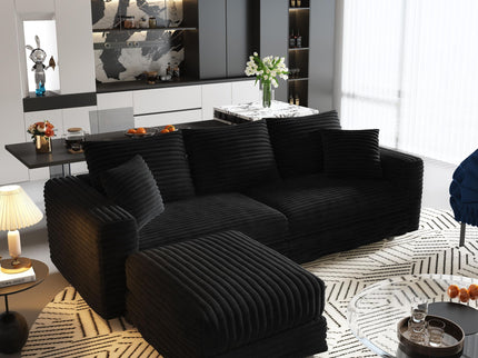 Convertible Deep Seat Sofa With Soft Pillows And Ottomans