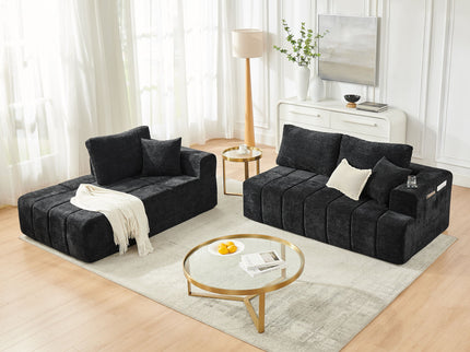 L - Shaped Sectional Sofa With Cup Holders & Side Pockets