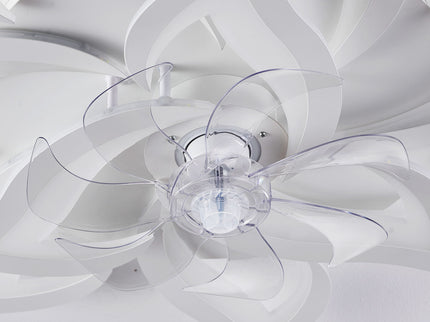 32" Flower Ceiling Fan With LED Dimmable Light, Low Profile Flush Mount Fan With Remote Control, 6 Speeds