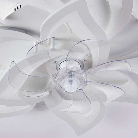 32" Flower Ceiling Fan With LED Dimmable Light, Low Profile Flush Mount Fan With Remote Control, 6 Speeds