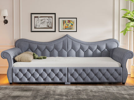 Upholstered Daybed With LED Lighting And Nailhead Trim
