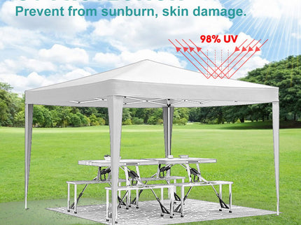 10'X10' Folding Canopy With 4 Removable Sidewalls Outdoor Event Shelter UPF 50+ Gazebo Portable Tents For Parties Beach Camping Wedding Ez Pop Up Canopy 4 Pieces Weight Bag + Carry Bag