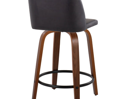 Toriano - Mid Century Modern, Fixed Height Counter Stool & Swivel And Round Footrest (Set of 2)