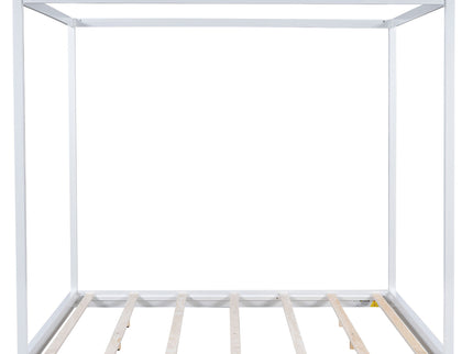 Wood Canopy Platform Bed With Support Legs And Airflow Slats