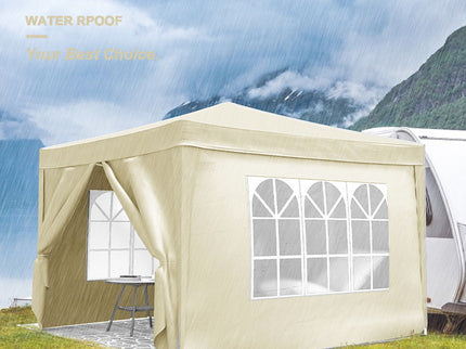 10'X10' Folding Canopy With 4 Removable Sidewalls Outdoor Event Shelter UPF 50+ Gazebo Portable Tents For Parties Beach Camping Wedding Ez Pop Up Canopy 4 Pieces Weight Bag + Carry Bag