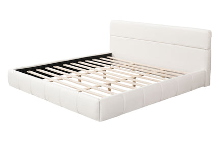 Upholstered Platform Bed Frame With Soft Boucle Headboard
