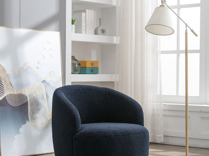 Teddy Fabric Swivel Accent Armchair Barrel Chair With Powder Coating Metal Ring