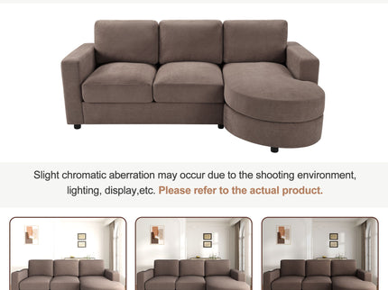 Modern L-Shaped Sectional Sofa With Curved Chaise, USB Ports, And Side Storage Pockets