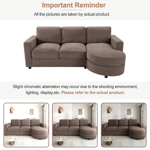 Modern L-Shaped Sectional Sofa With Curved Chaise, USB Ports, And Side Storage Pockets