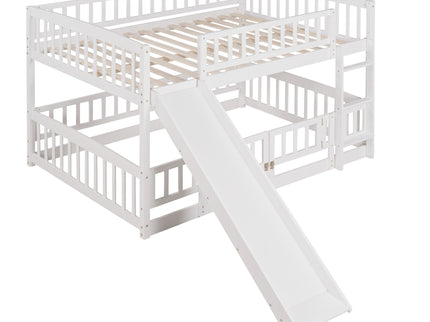 Low Bunk Bed With Slide, Fence And Ladder