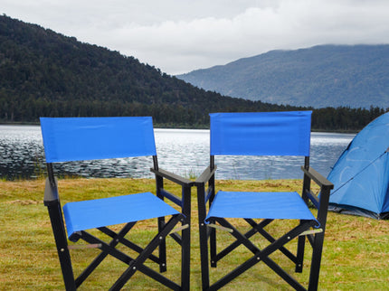 Folding Chair Wooden Director Chair Canvas Folding Chair Folding Chair (Set of 2) - Blue