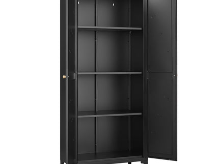 Adjustable 2 Door Kitchen Pantry Cabinet With Striped Design