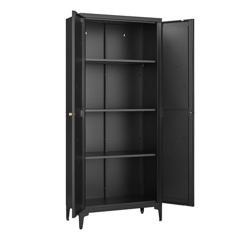 Adjustable 2 Door Kitchen Pantry Cabinet With Striped Design