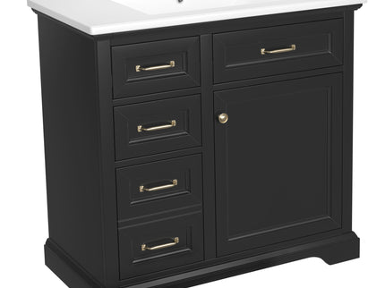 Modern Bathroom Vanity With Sink Top, 4 Drawers And 1 Soft-Close Door