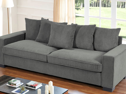 Luxe Sofa With 5 Matching Toss Pillows, Sleek Design, Spacious And Comfortable 3 Seater Couch