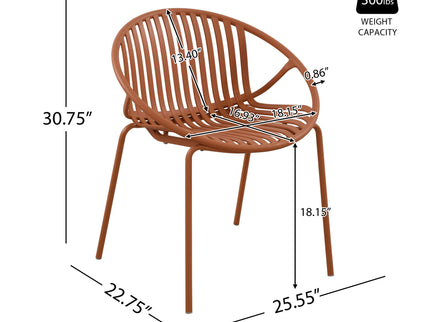 Stackable Outdoor Chairs With Breathable Plastic Backrest (Set of 2)