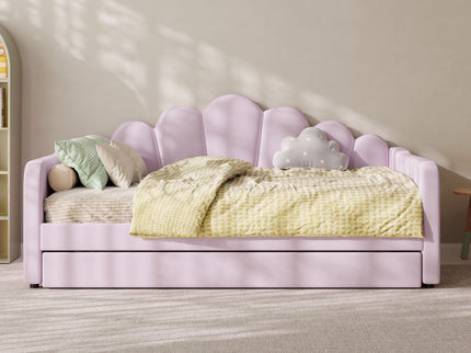 Shell Shaped Upholstered Daybed Frame With Slats
