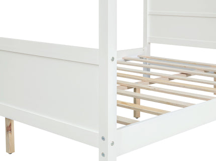 Canopy Platform Bed With Headboard And Footboard, Slat Support Leg