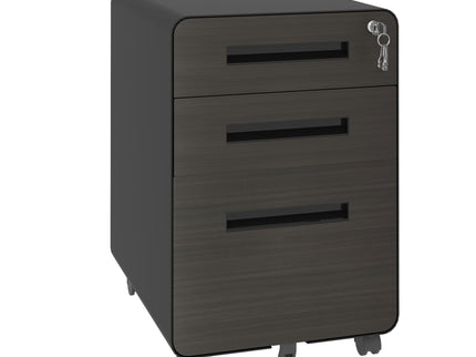 3-Drawer Mobile File Cabinet With Lock, On Casters, Holds A4/Letter Files