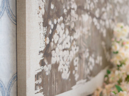 Large Cherry Blossom Canvas Art Print, Home Decor Accent Piece - Gray / White Matte