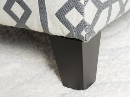Quotient - Upholstered Storage Ottoman With Tapered Block Feet - Gray / White