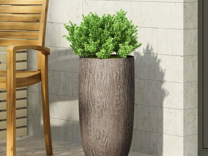 Magnesium Oxide Planter For Outdoor Use - Natural Wood