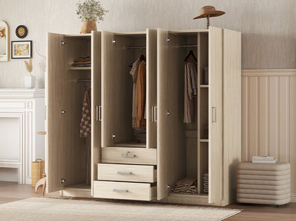 6 Doors Wardrobe Storage For Bedroom, With Big Drawers