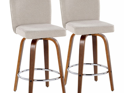 Henry - Contemporary Fixed Height Counter Stool With Swivel With Round Footrest (Set of 2)