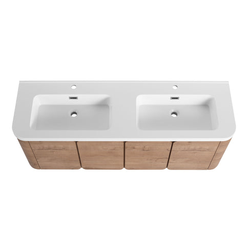 Wall Mounted Bathroom Vanity With Sink, 3 Soft Close Doors