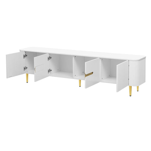 TV Stand For TVs, Media Console With 4 Spacious Cabinets For Living Room