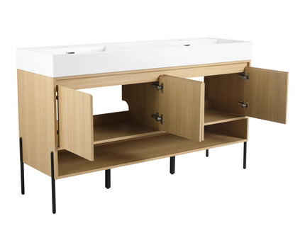 Modern Bathroom Vanity Combo With Single Resin Sink And Storage Cabinet