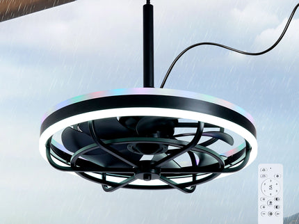 Ceiling Fan Light LED Light Source And Remote Control, 3000 - 6500K Dimmable LED Fan Light, 6 Speeds, For Living Room - Matte Black