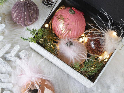 Christmas Ball Ornaments, Glass Decorative Hanging Ball Christmas Tree Ornaments For Holiday Party Decorations (Set of 6) - Pink
