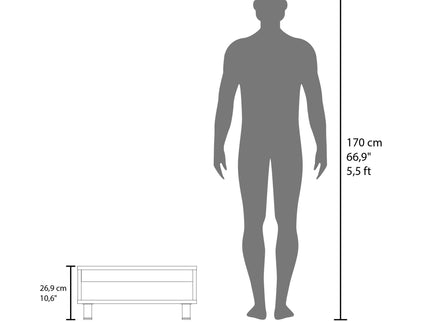 Coffee Table 1 Shelf, 4 Legs - Black