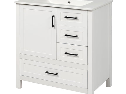 Modern Bathroom Vanity With Ceramic Sink, Solid Frame And Storage Solutions