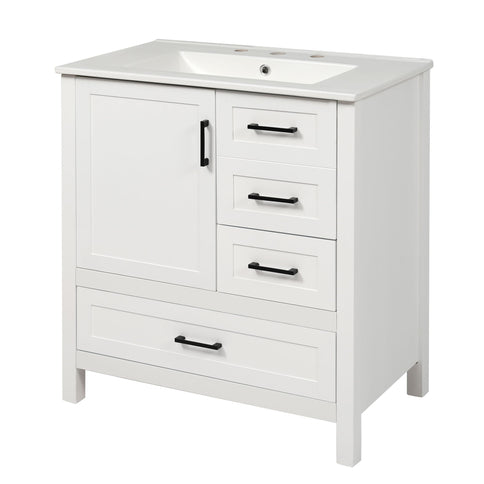 Modern Bathroom Vanity With Ceramic Sink, Solid Frame And Storage Solutions