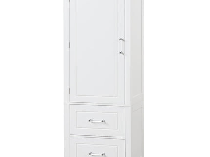 Tall Freestanding Bathroom Storage Cabinet With 2 Drawers And Adjustable Shelf