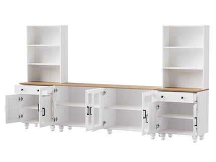 Farmhouse TV Stand With Solid Wood Gourd Shaped Legs For TVs Up To 70"