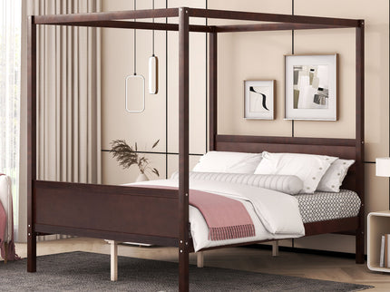 Canopy Platform Bed With Headboard And Footboard, Slat Support Leg
