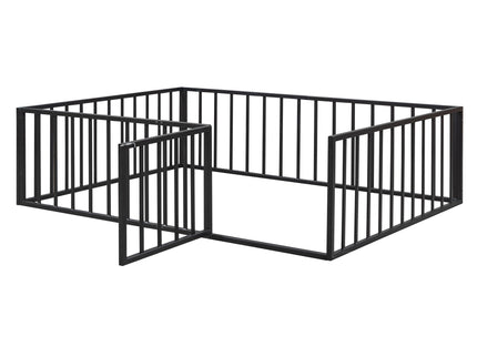 Metal Floor Bed Frame With Fence And Door