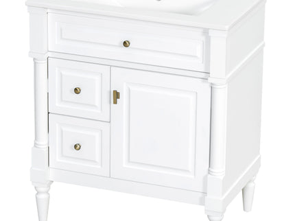 Modern Bathroom Vanity With Sink, Freestanding Cabinet With Flip Drawer & Adjustable Shelf